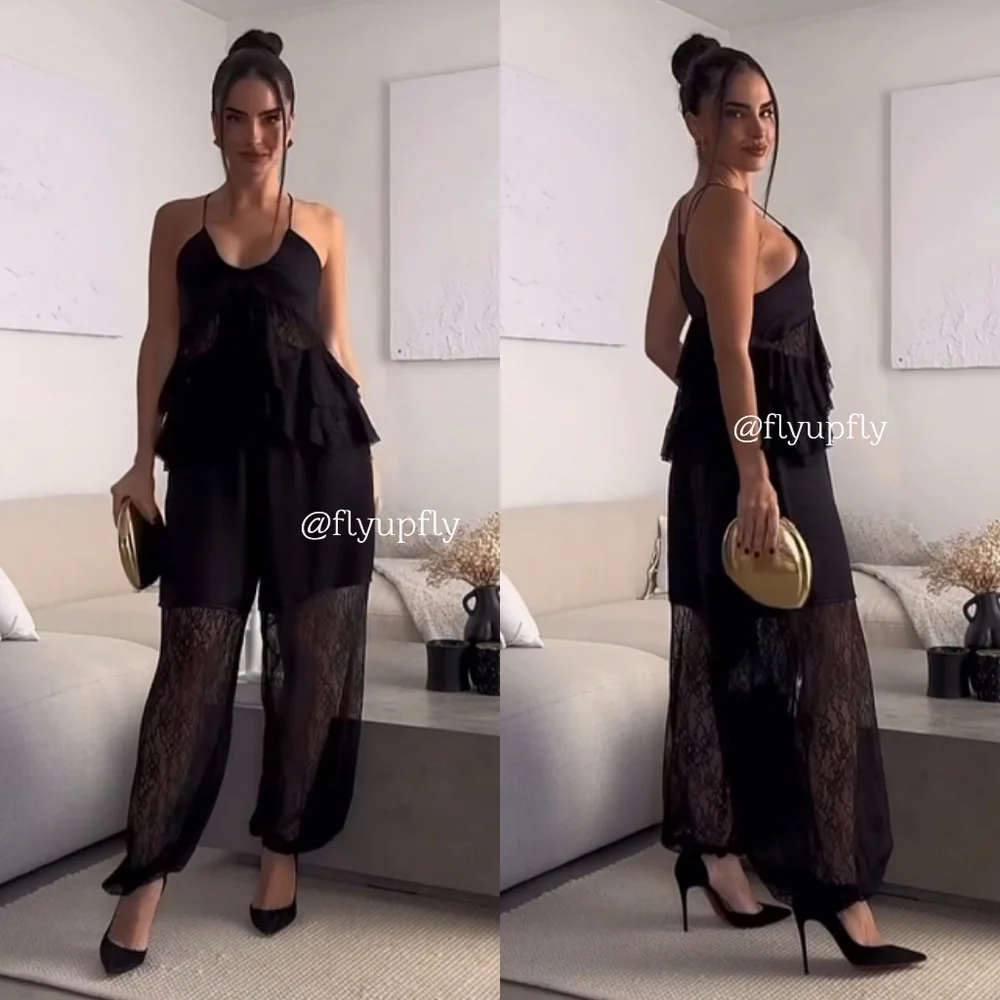 Zara Lace Balloon Pants Black Size S